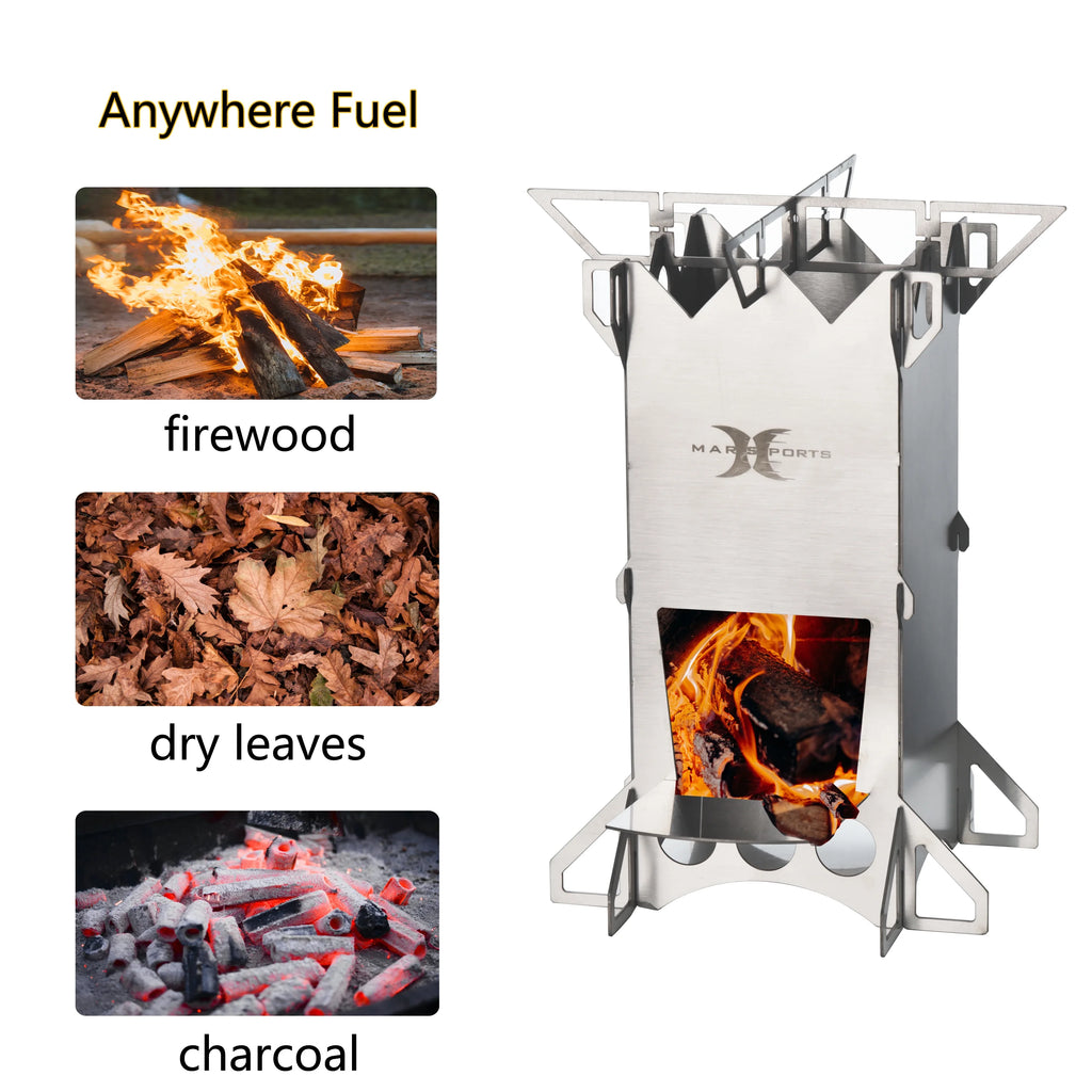 Folding Stainless Steel Wood Burning Camp Stove R721385