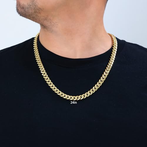 14k Yellow Gold 9mm Thick Miami Cuban Link Chain Necklace S5020