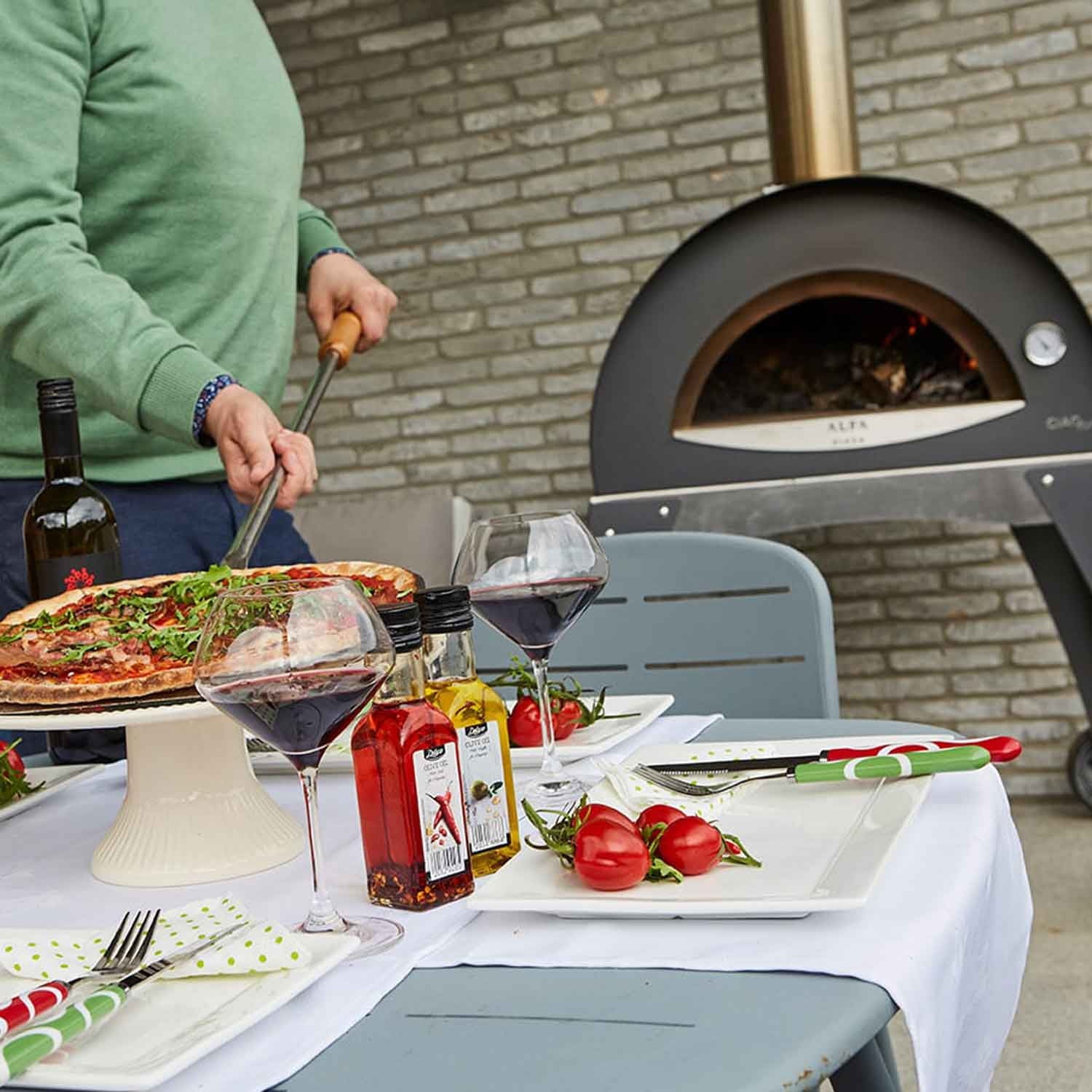 Silver Gray 27" Wood Fired Pizza Oven on Base Q3387