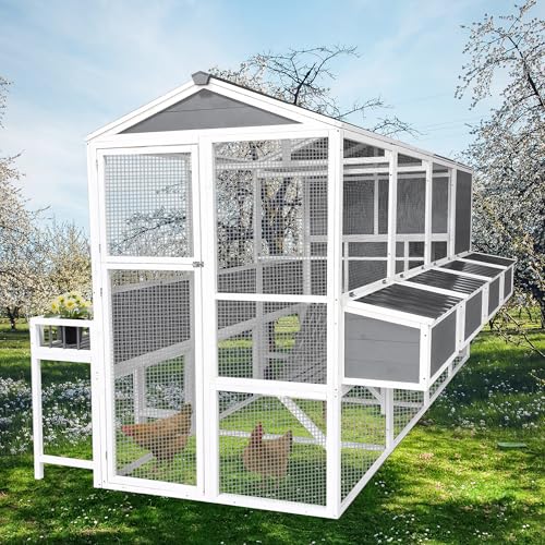 Gray 3-Tier Wooden Chicken Coop with Run L677648