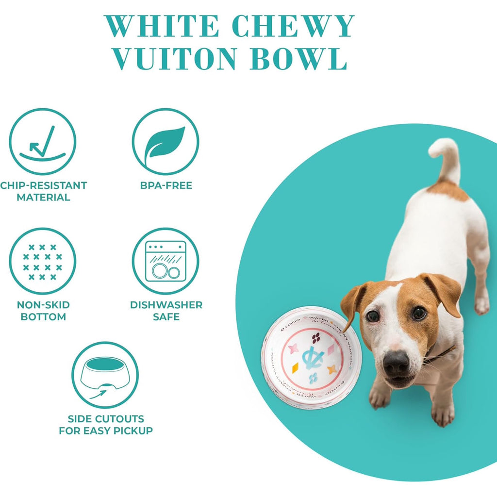 White BPA-Free Non-Skid Dog Bowls with Placemat, Case of 2 M85706