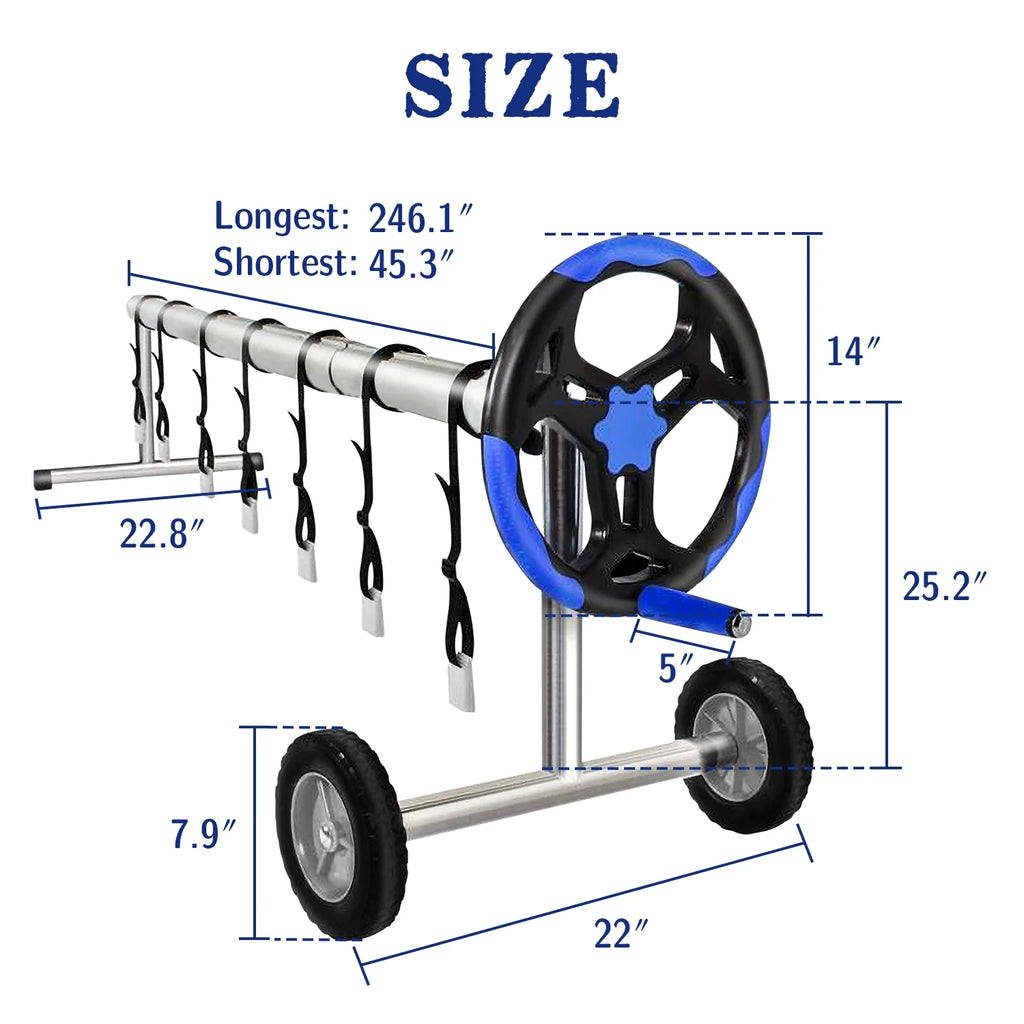 20 Ft Aluminum Pool Cover Reel Set (Blue) W664890