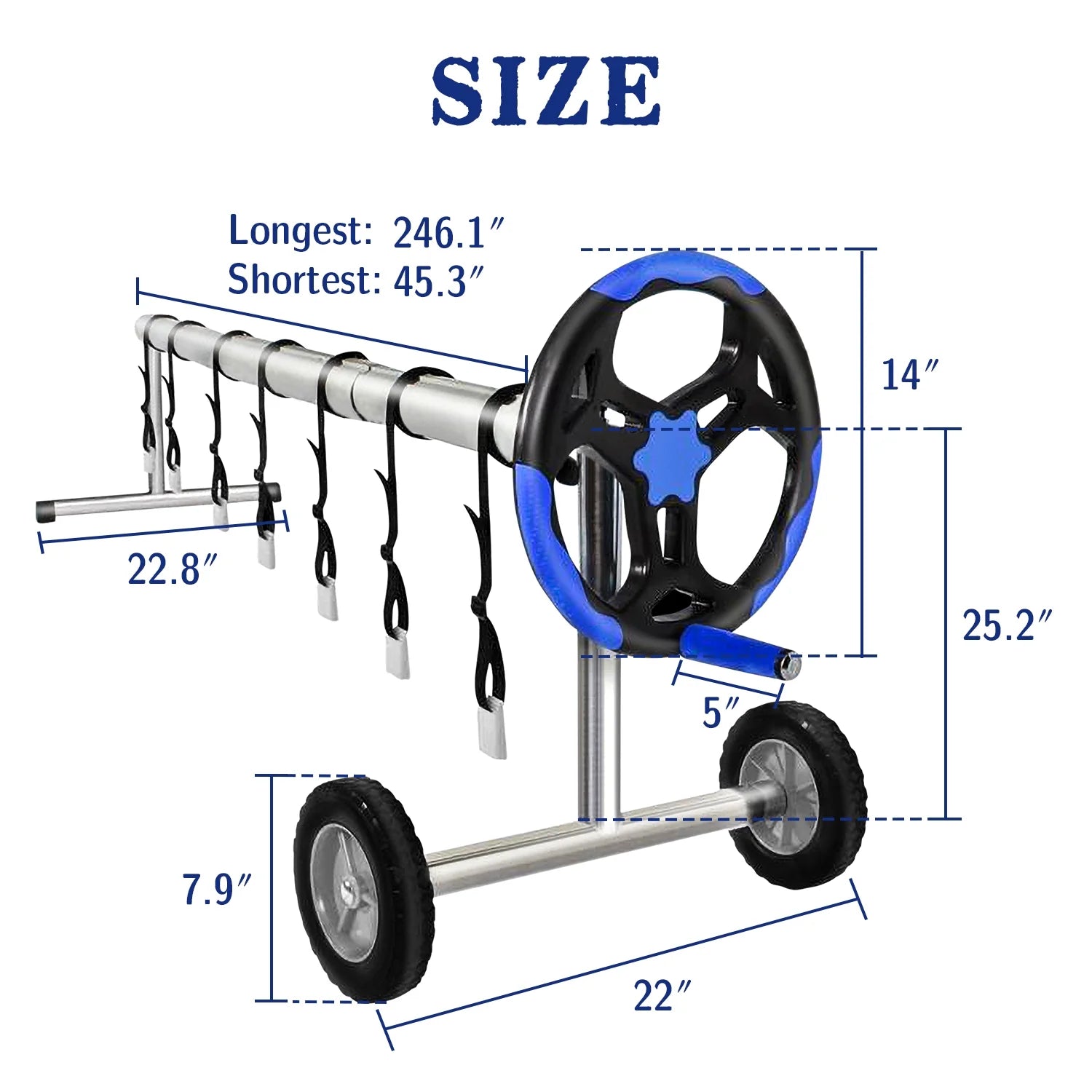 20 Ft Aluminum Pool Cover Reel Set (Blue) W664890