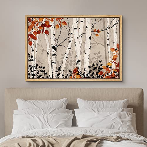 Canvas Print Vibrant Orange Autumn Fall Forest Realism Decorative Landscape A375