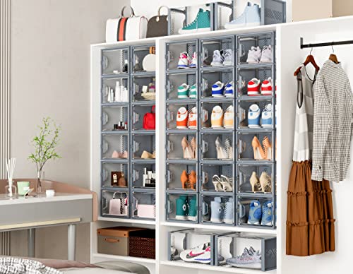 12 Pack Clear Plastic Stackable Shoe Storage Boxes C2311