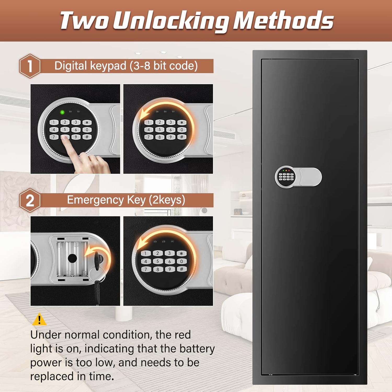 Black 7-8 Fireproof Gun Safe with Digital Keypad F9645