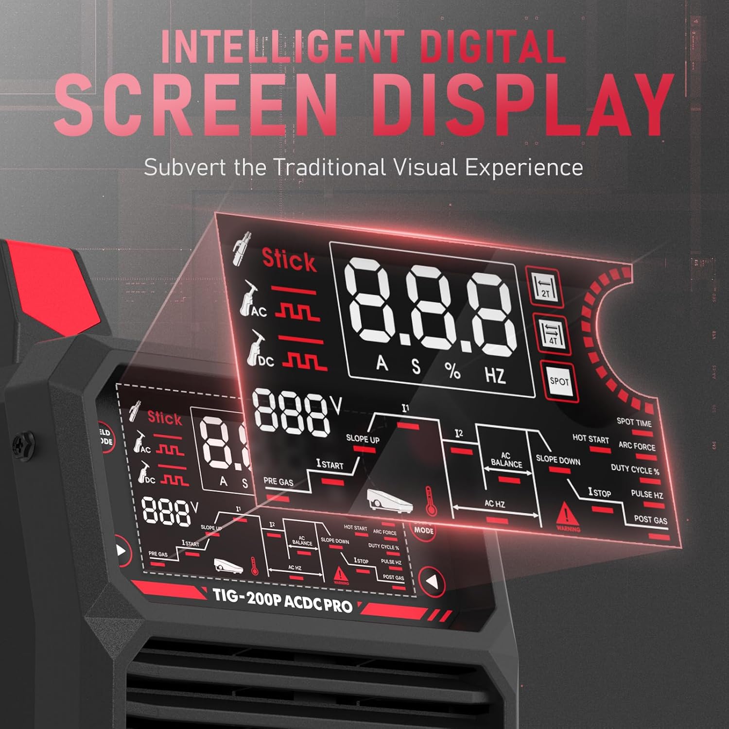 200A AC/DC Aluminum Tig Welder with Pulse Large LED Display Digital Inverter STICK/TIG 110/220V Dual Voltage Mig Tig Flow Meter Gas Regulator Gauge K14242