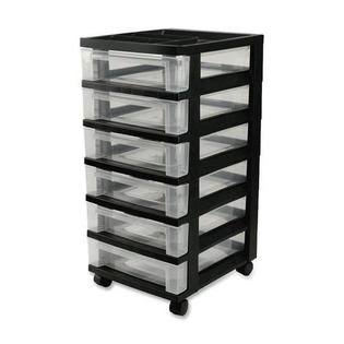 Mini Storage Cart 6 Drawer Plastic Black F9772