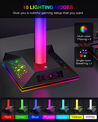 RGB Headset Stand with 2 USB Charger Y731