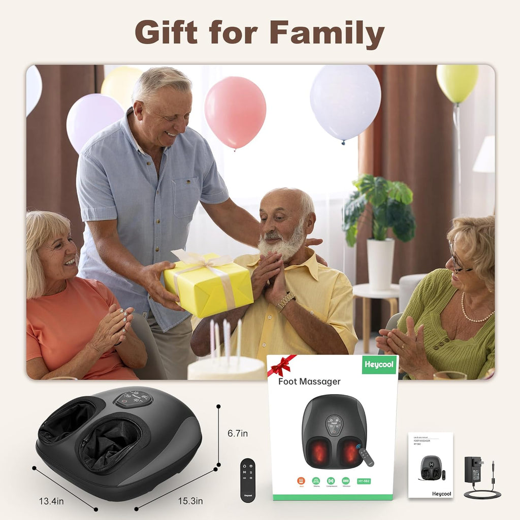 Electric Foot Massager with Heat, Deep Kneading, Compression, Vibration, Remote Control I2521