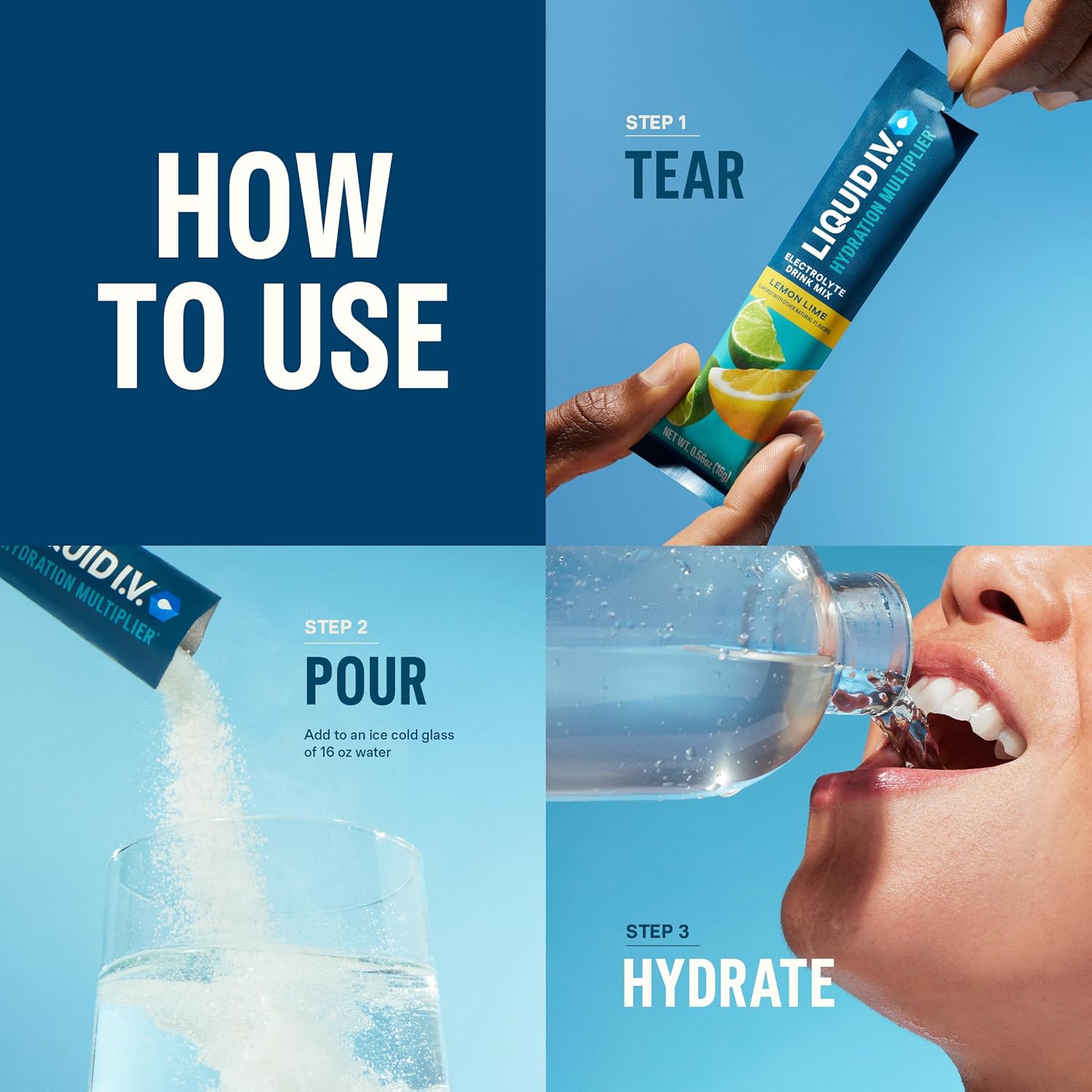16 Servings Hydration Powder Packets Electrolyte Drink Mix I449983