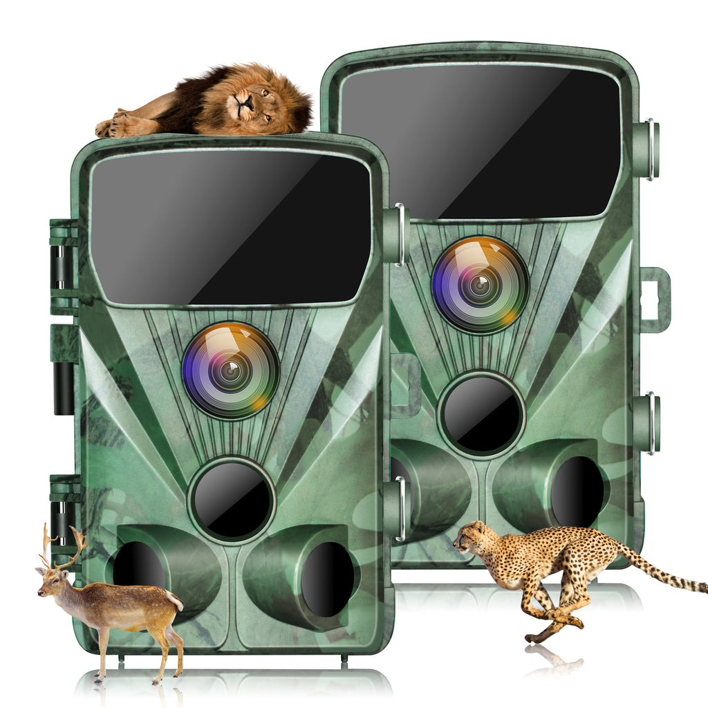 2 Pack 4K 20MP Trail Camera with Infrared Night Vision 120° Wide-Angle Waterproof 2.4" LCD C48895