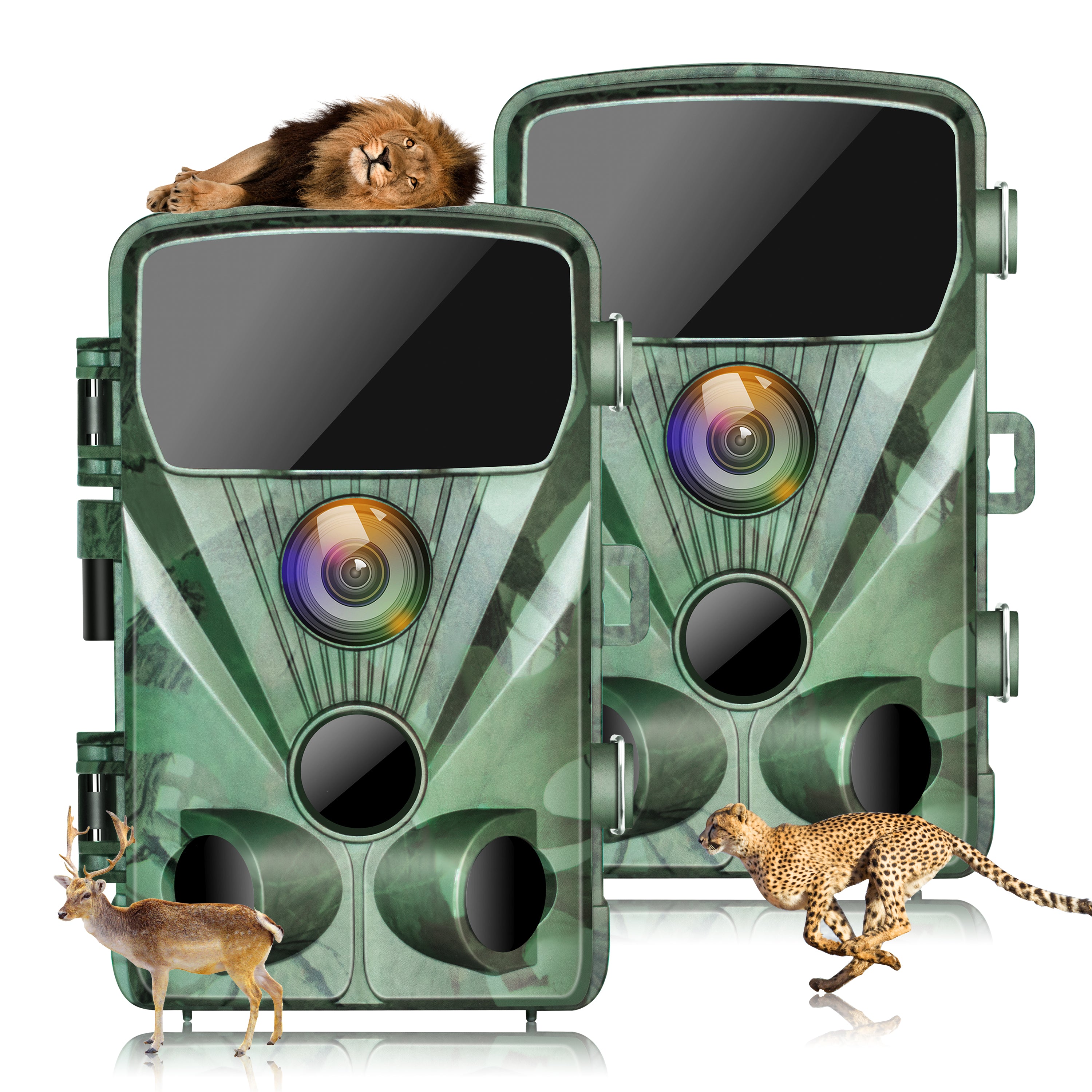 2 Pack 4K 20MP Trail Camera with Infrared Night Vision 120° Wide-Angle Waterproof 2.4" LCD C48895