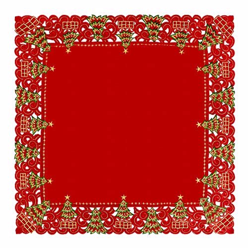 Embroidered Christmas Holly Tree Table Runner, Rectangular 16 x 72 Inch U175234