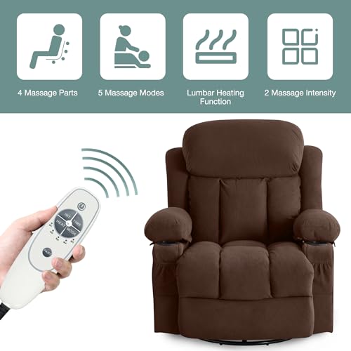 Massage Recliner Chair with Heat and Vibration, Breathable Fabric Ergonomic Single Sofa Chair X60644