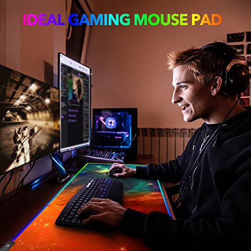RGB Gaming Mouse Pad Large 35.4 x 15.8 inch Non-Slip Rubber Base P7913