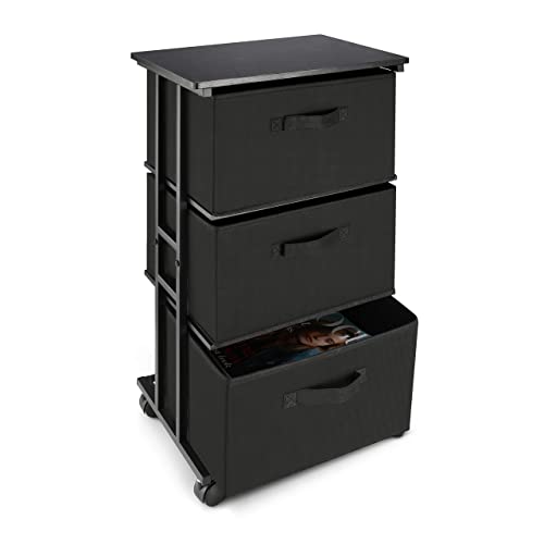 Grey Fabric Dresser with 3 Drawers and Wood Top E144992