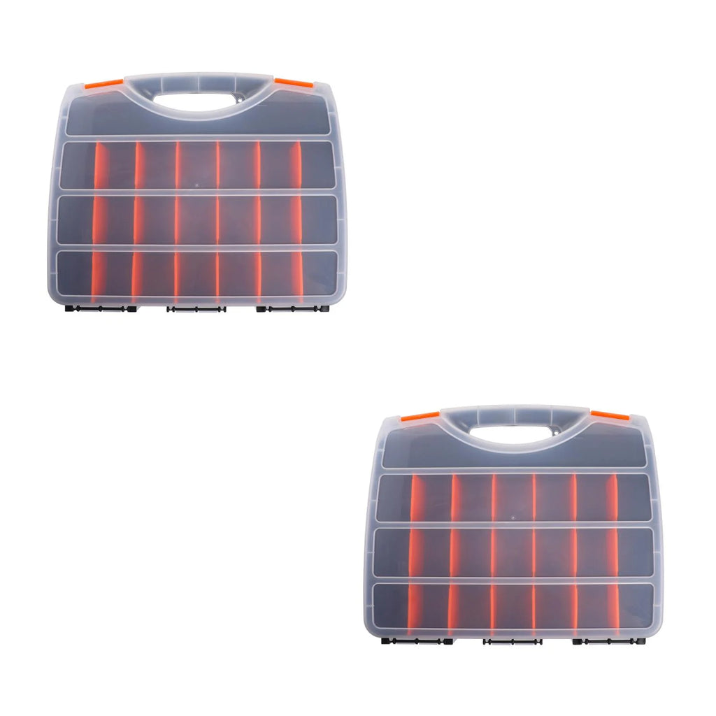 2pcs Black Orange Impact Resistant Polymer Storage Bins With Removable Dividers I902