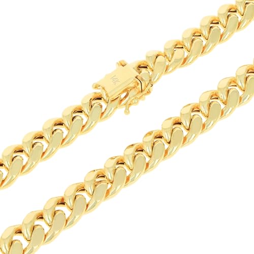 14k Yellow Gold 9mm Thick Miami Cuban Link Chain Necklace S5020