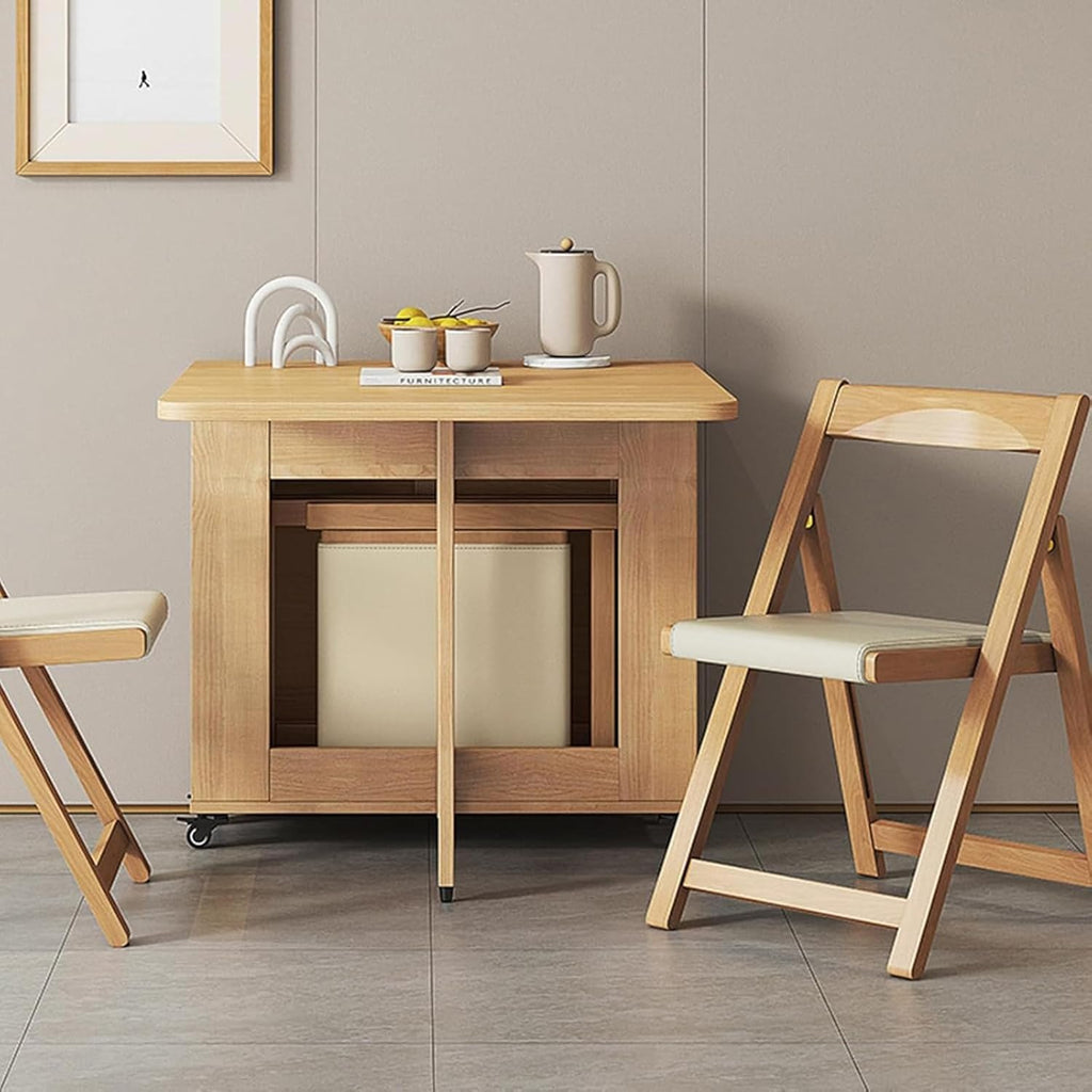 Solid Wood Folding Dining Table with 4 Chairs Y215