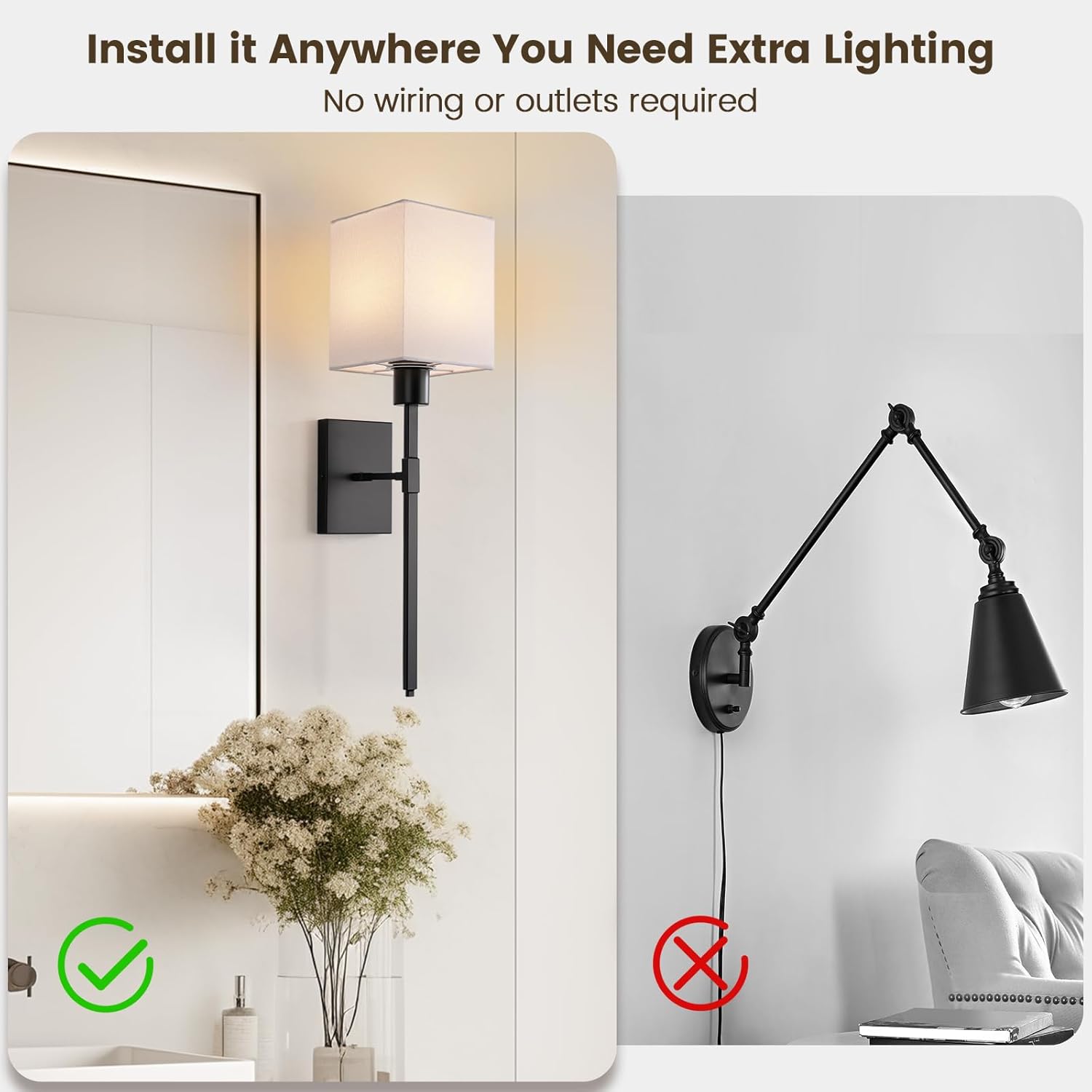Battery Operated Wall Sconce Set of 2 A85778