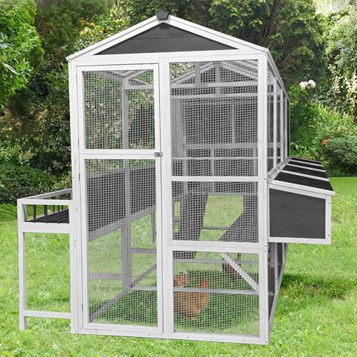 Gray 3-Tier Wooden Chicken Coop with Run L677648