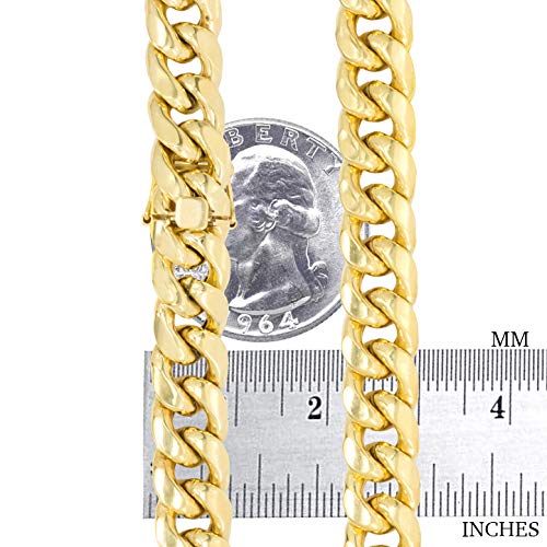 14k Yellow Gold 9mm Thick Miami Cuban Link Chain Necklace S5020