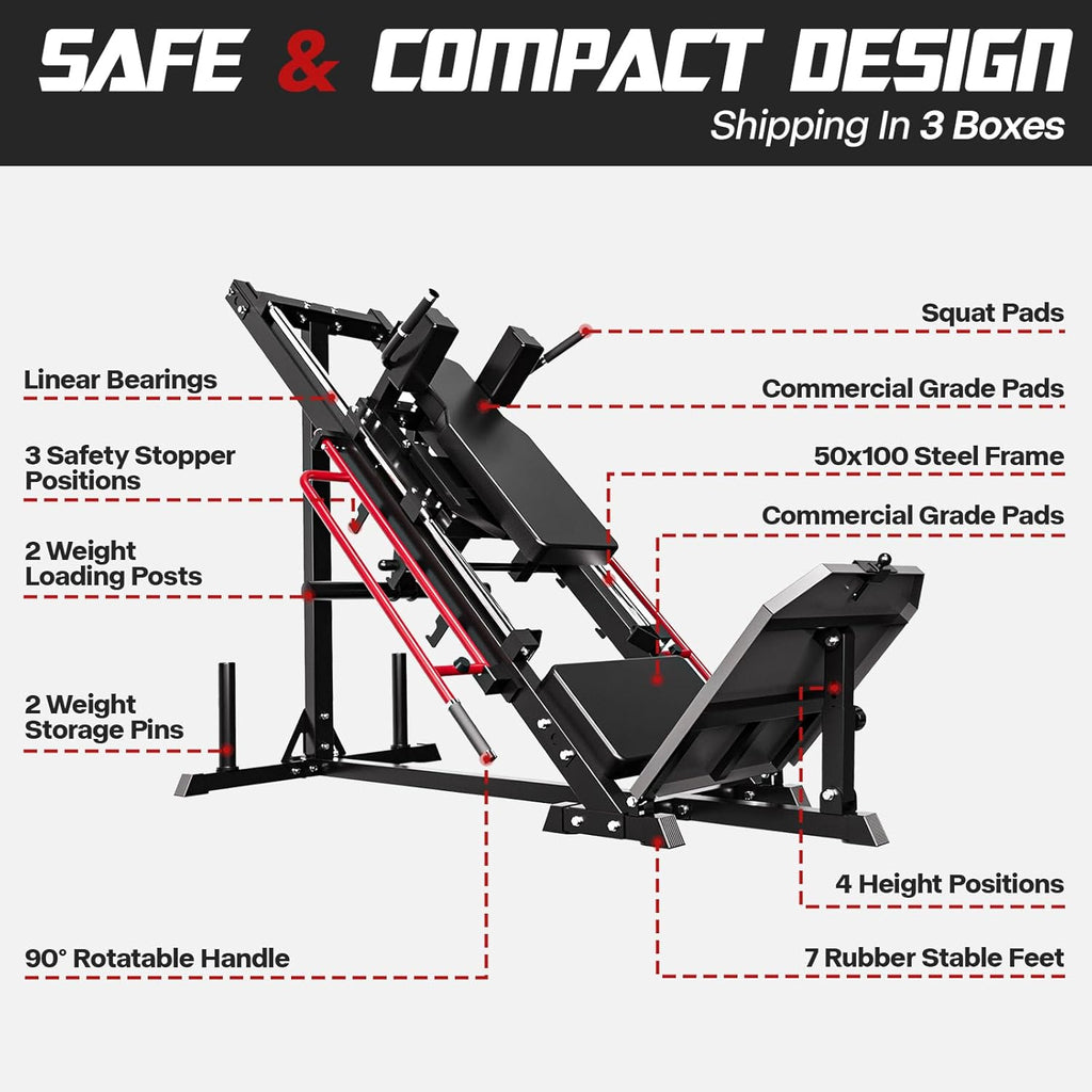 Red Leg Press Hack Squat Machine with Linear Bearing and Weight Storage Q523492