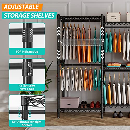 Black 5 Tiers Heavy Duty Metal Clothes Rack P375510