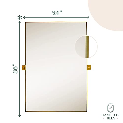 24x36 inch Gold Metal Framed Rectangular Pivot Mirror X745