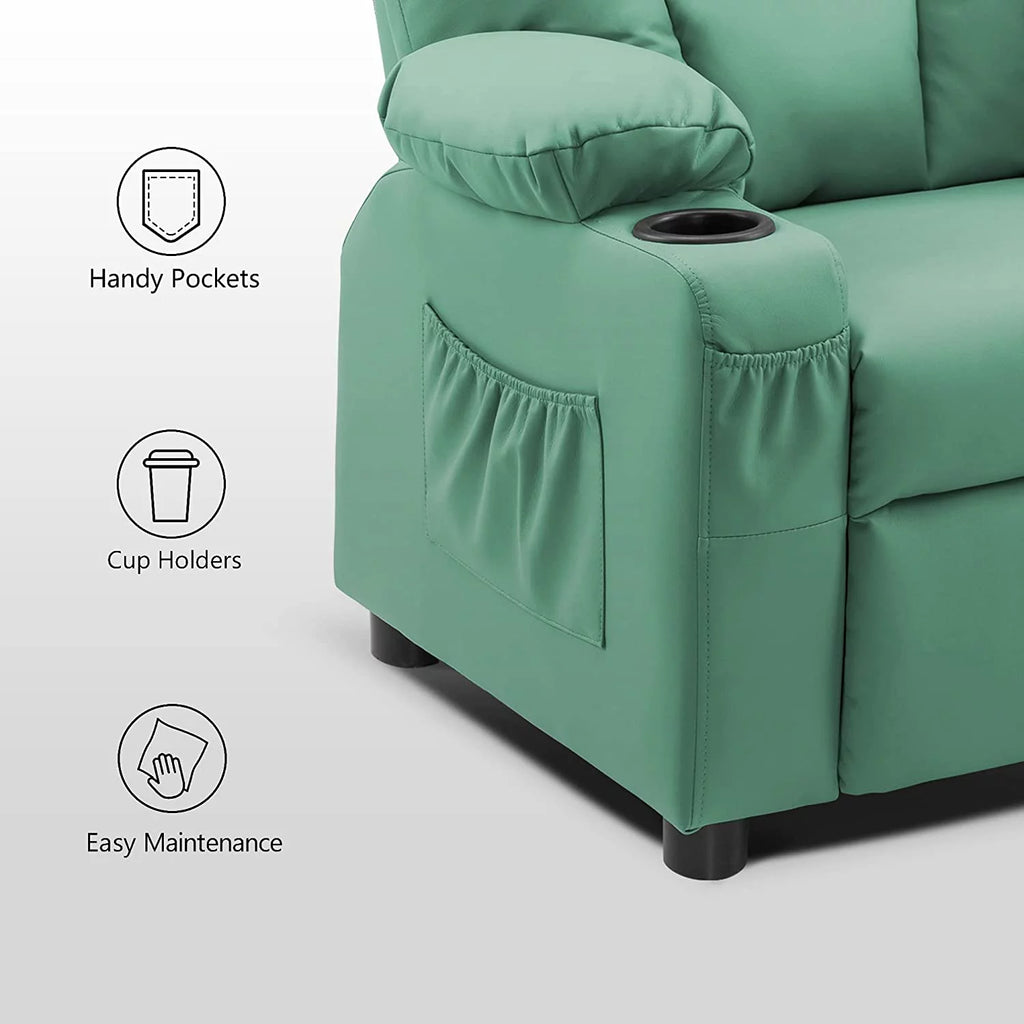 Faux Leather Recliner Chair with Cup Holders (Violet) B944