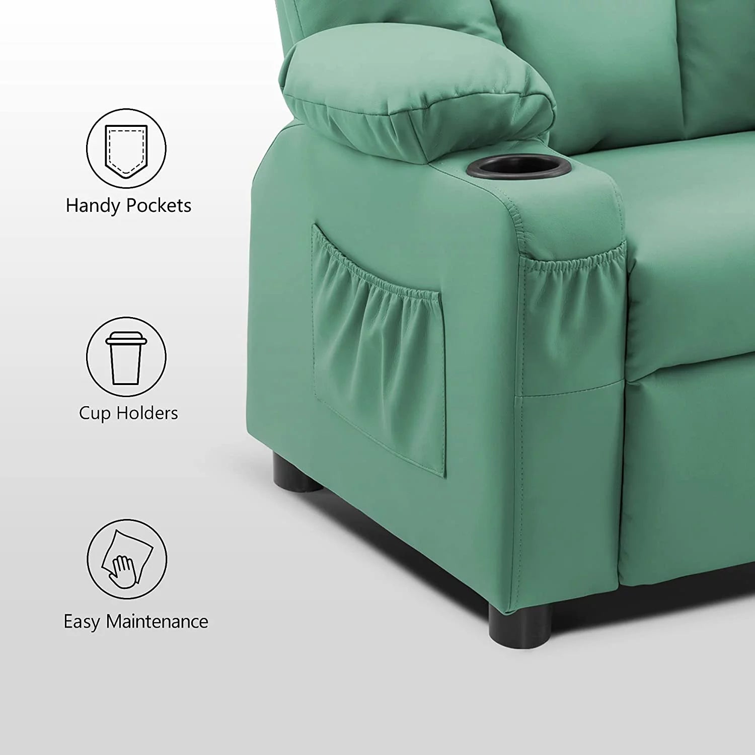 Faux Leather Recliner Chair with Cup Holders (Violet) B944