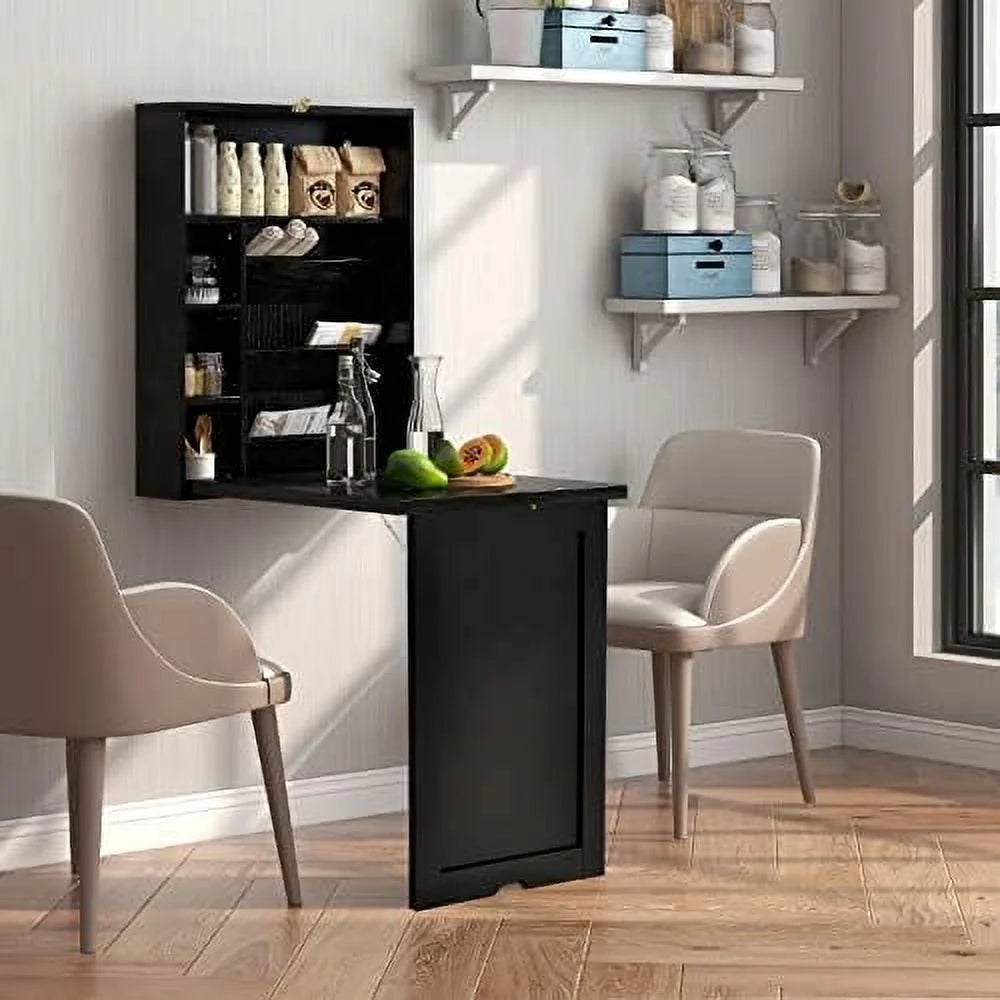 Wall Mounted Folding Desk with Adjustable Shelves P7203