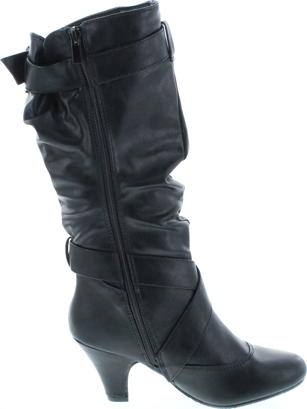 Women's Low Heel Zipper Slouchy Mid-Calf Boots F8202