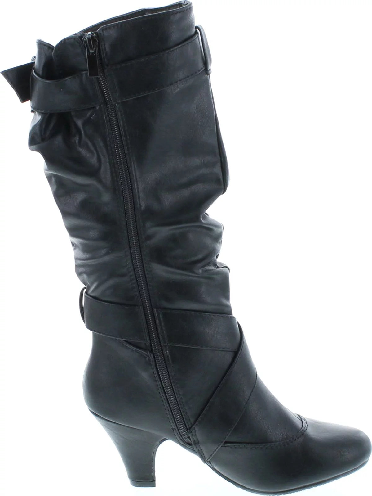 Women's Low Heel Zipper Slouchy Mid-Calf Boots F8202