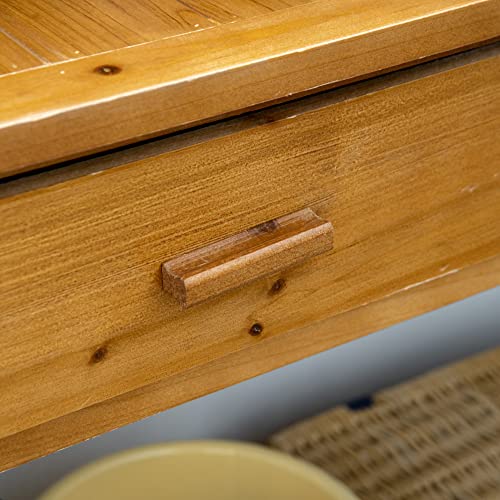 Brown Wooden Potting Bench Table with Shelves and Drawer H6819