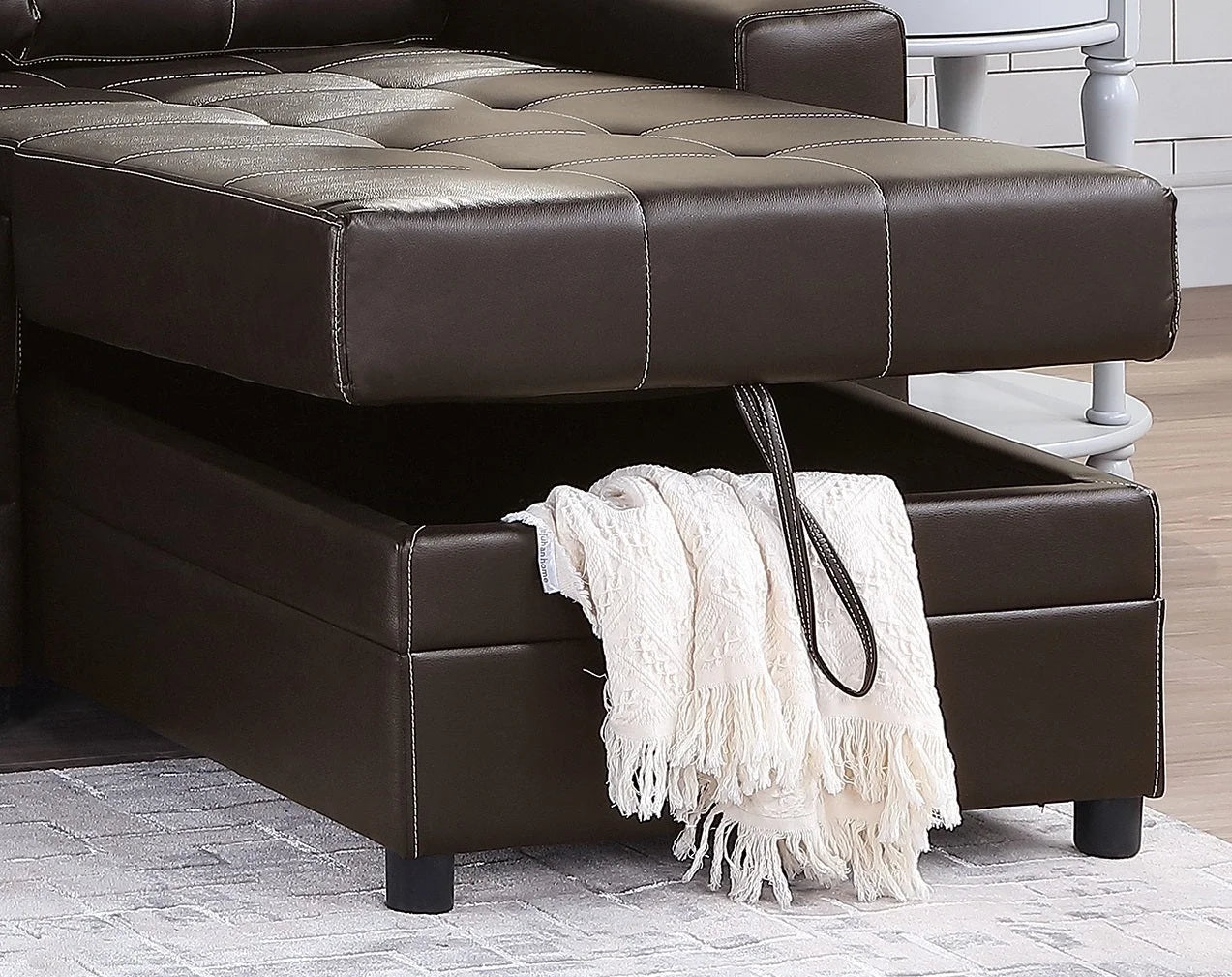 Espresso Convertible Sectional Sofa with Pull Out Bed H2110