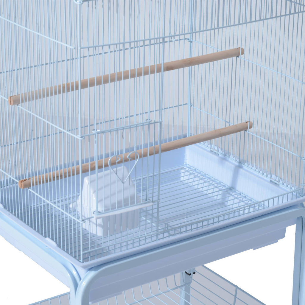 White Metal Bird Cage with Wheels Z618