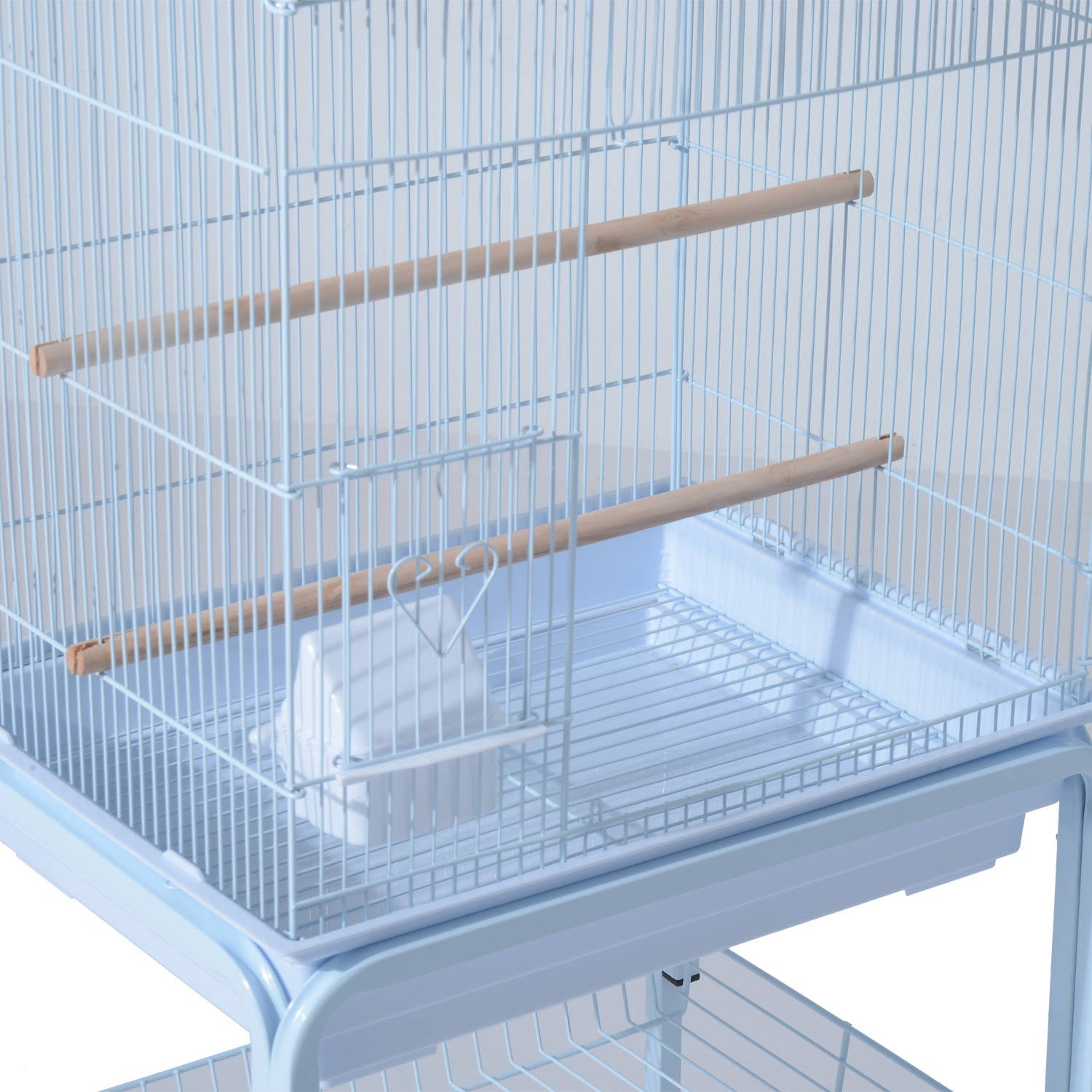 White Metal Bird Cage with Wheels Z618