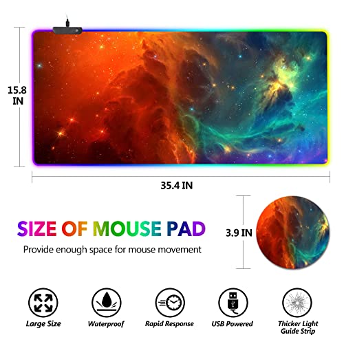 RGB Gaming Mouse Pad Large 35.4 x 15.8 inch Non-Slip Rubber Base P7913