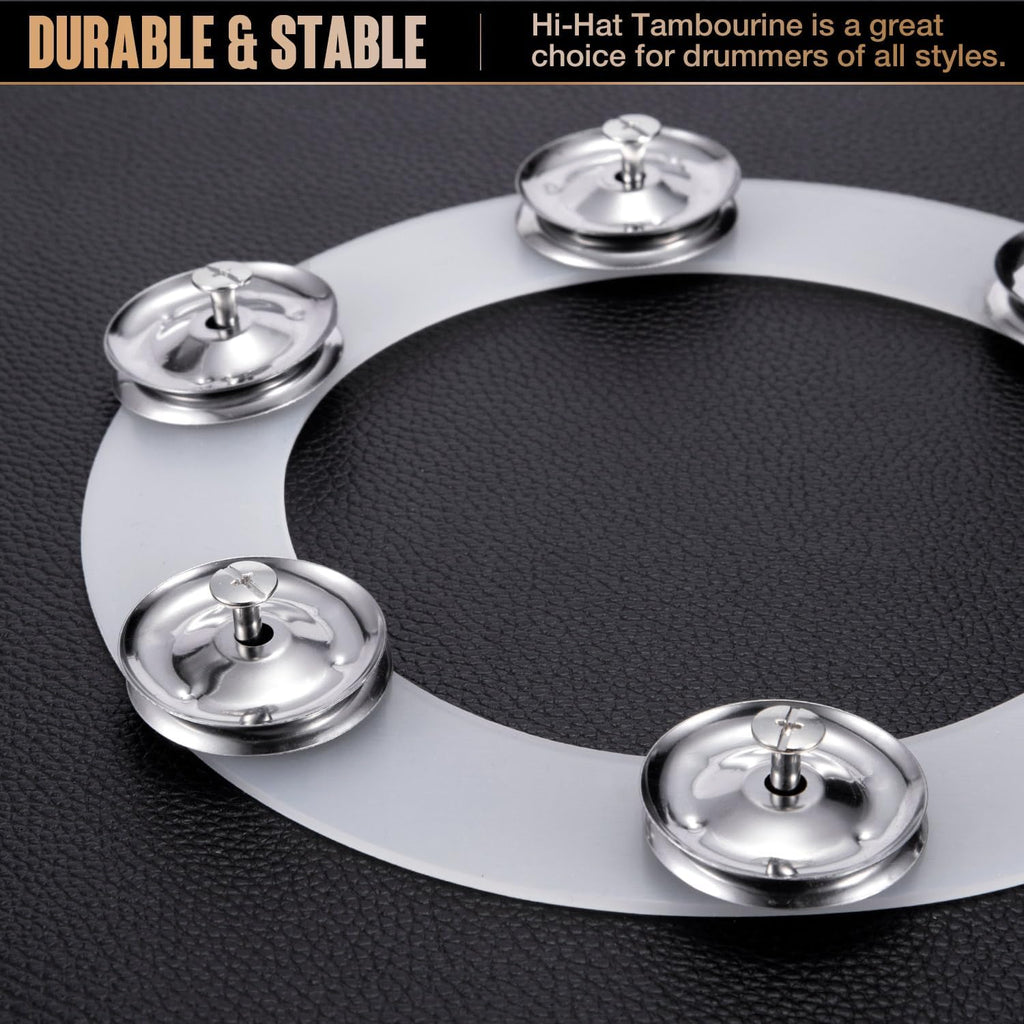Silicone Single Rows 6 Pair Cymbal Tambourine with Stainless Steel Jingles D83619
