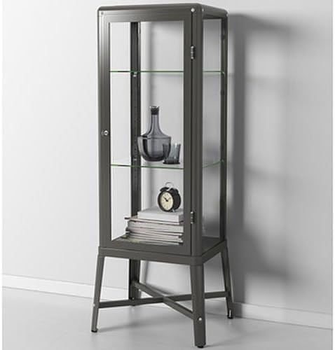 Dark Gray Glass Door Cabinet P133186