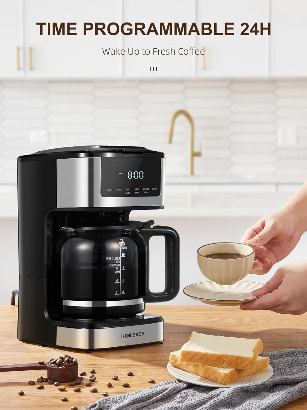 12 Cup Programmable Drip Coffee Maker with Iced Coffee Function B747403