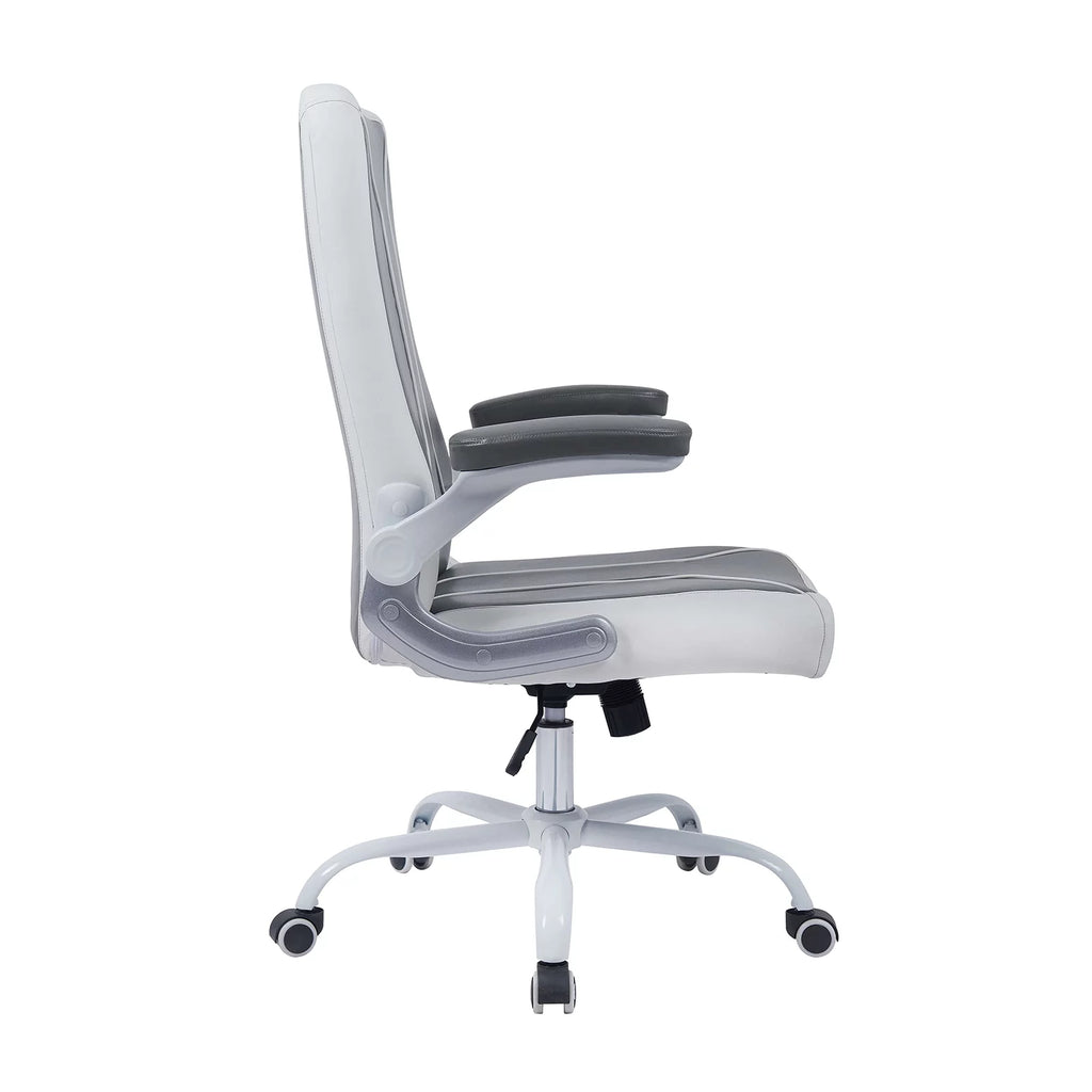 Grey/White Adjustable Height Office Desk Chair with Armrest R45431