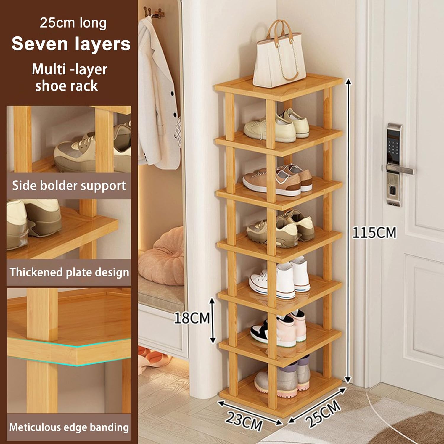 Bamboo 7-Tier Shoe Rack Storage Organizer Shelf W421518