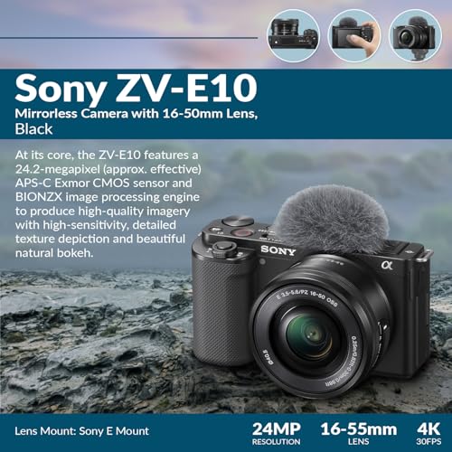 Black APS-C Mirrorless Interchangeable Lens Vlogging Camera with 16-50mm Lens G295
