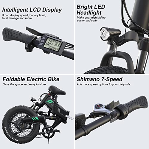 20''X4.0 Fat Tire 500W Foldable Electric Bike with 48V 10Ah Battery 7 Speed W76787