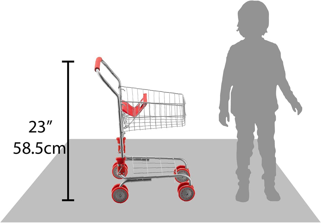Red Foldable Toy Shopping Cart with Swivel Wheels Q54184