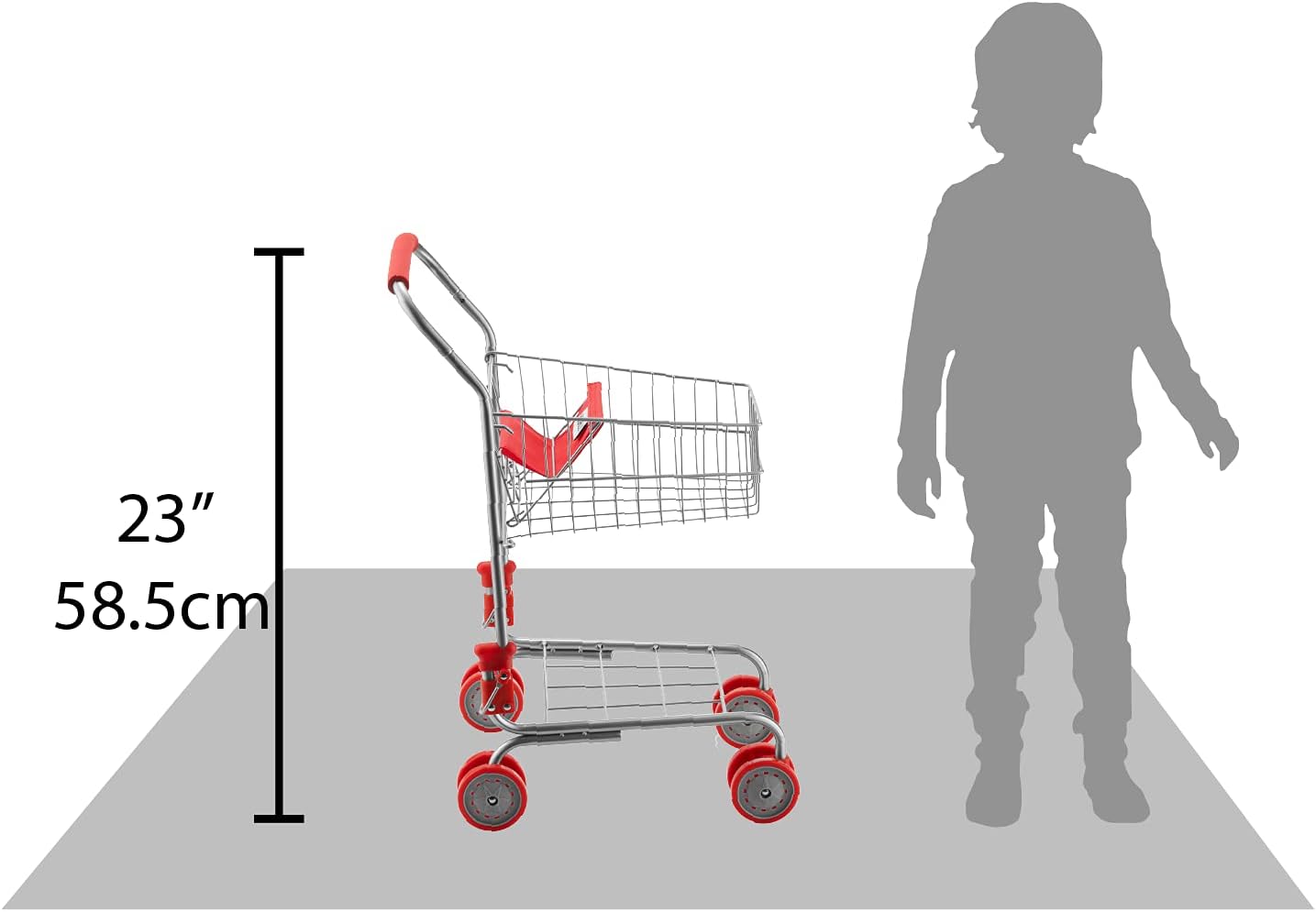 Red Foldable Toy Shopping Cart with Swivel Wheels Q54184