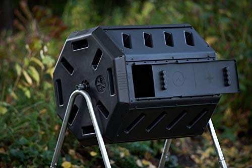 Black 37 Gallon Dual Chamber Tumbling Composter K341813